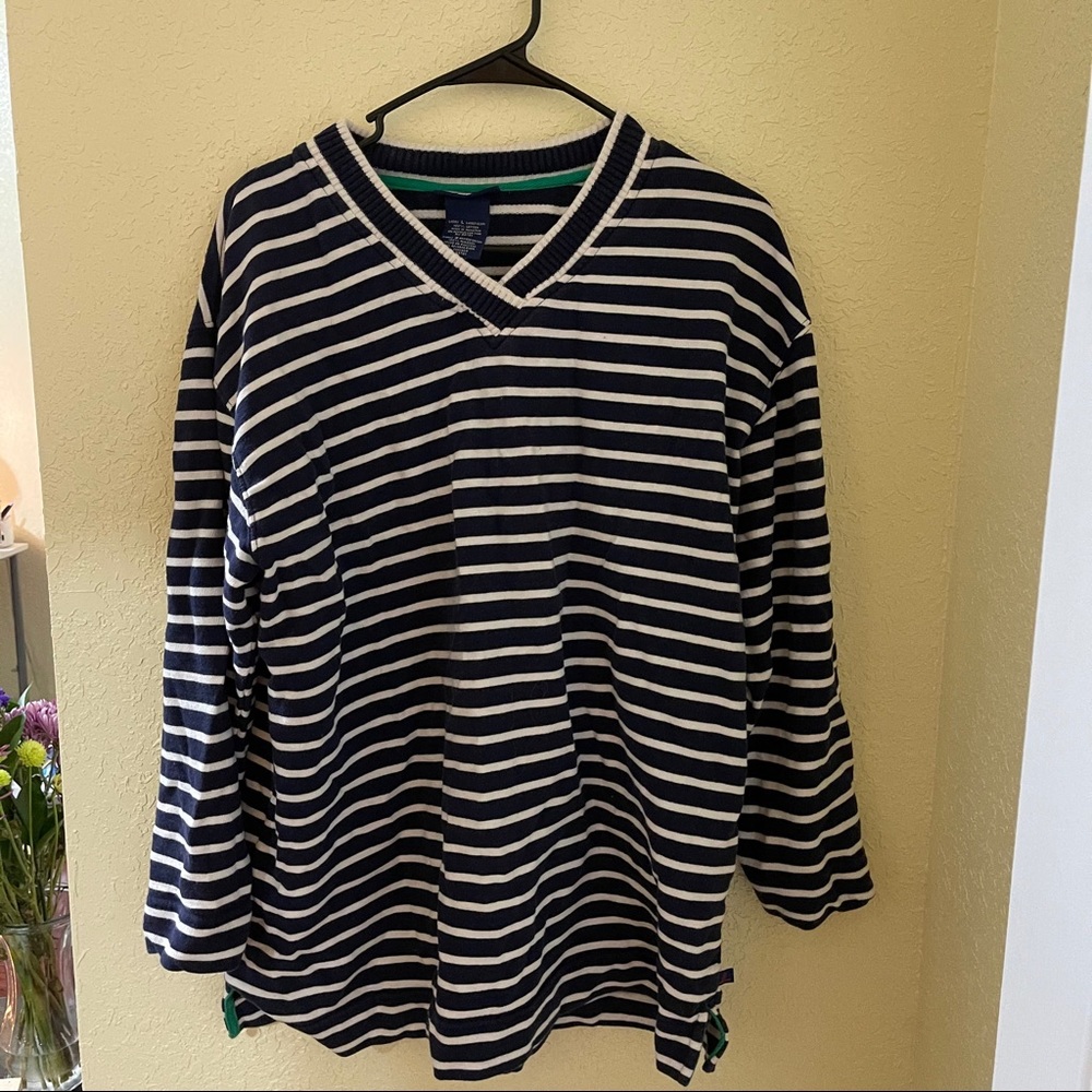 Oversized Catalina blue and white striped sweater